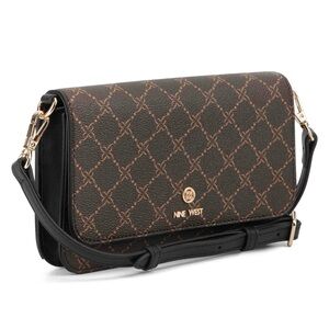 Nine West Black and Brown Patterned Crossbody Bag